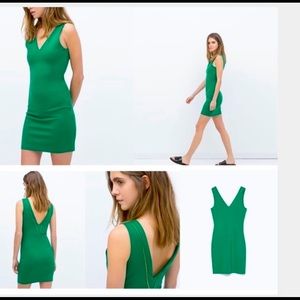 Zara Bodycon Zipper dress Green